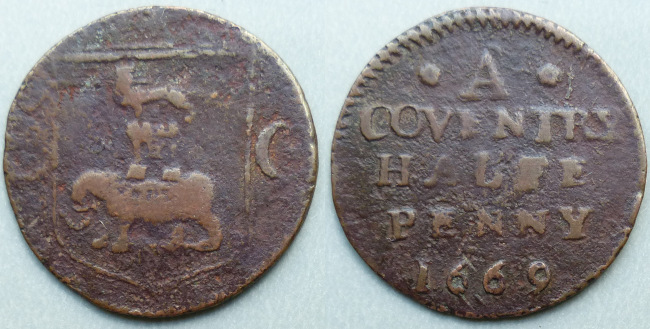 Coventry, city issue 1669 halfpenny N5307